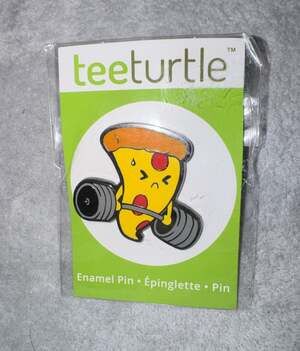 TeeTurtle Pizza Slice Weight Lifting Enamel Pin